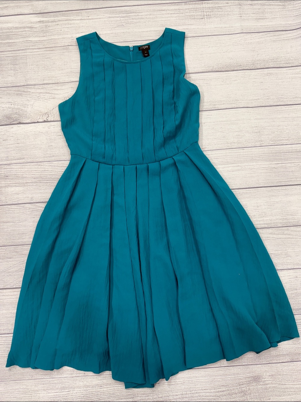 J.Crew Teal Pleated Fit & Flare Sleeveless Dress Women’s Size 6